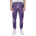 Purple Scorpio Zodiac Pattern Print Scuba Joggers