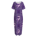 Purple Scorpio Zodiac Pattern Print Short Sleeve Long Nightdress