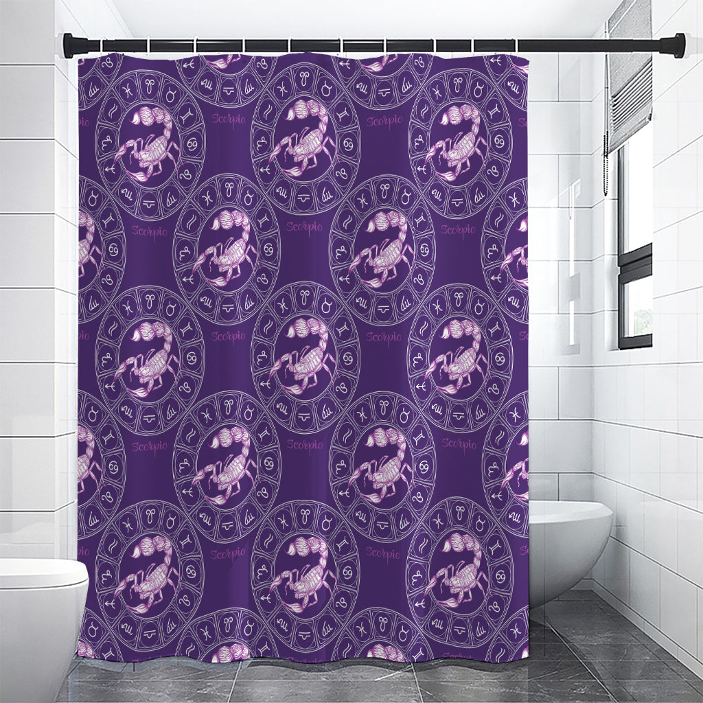 Purple Scorpio Zodiac Pattern Print Shower Curtain