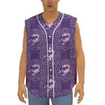 Purple Scorpio Zodiac Pattern Print Sleeveless Baseball Jersey