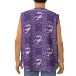 Purple Scorpio Zodiac Pattern Print Sleeveless Baseball Jersey