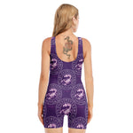 Purple Scorpio Zodiac Pattern Print Sleeveless One Piece Swimsuit