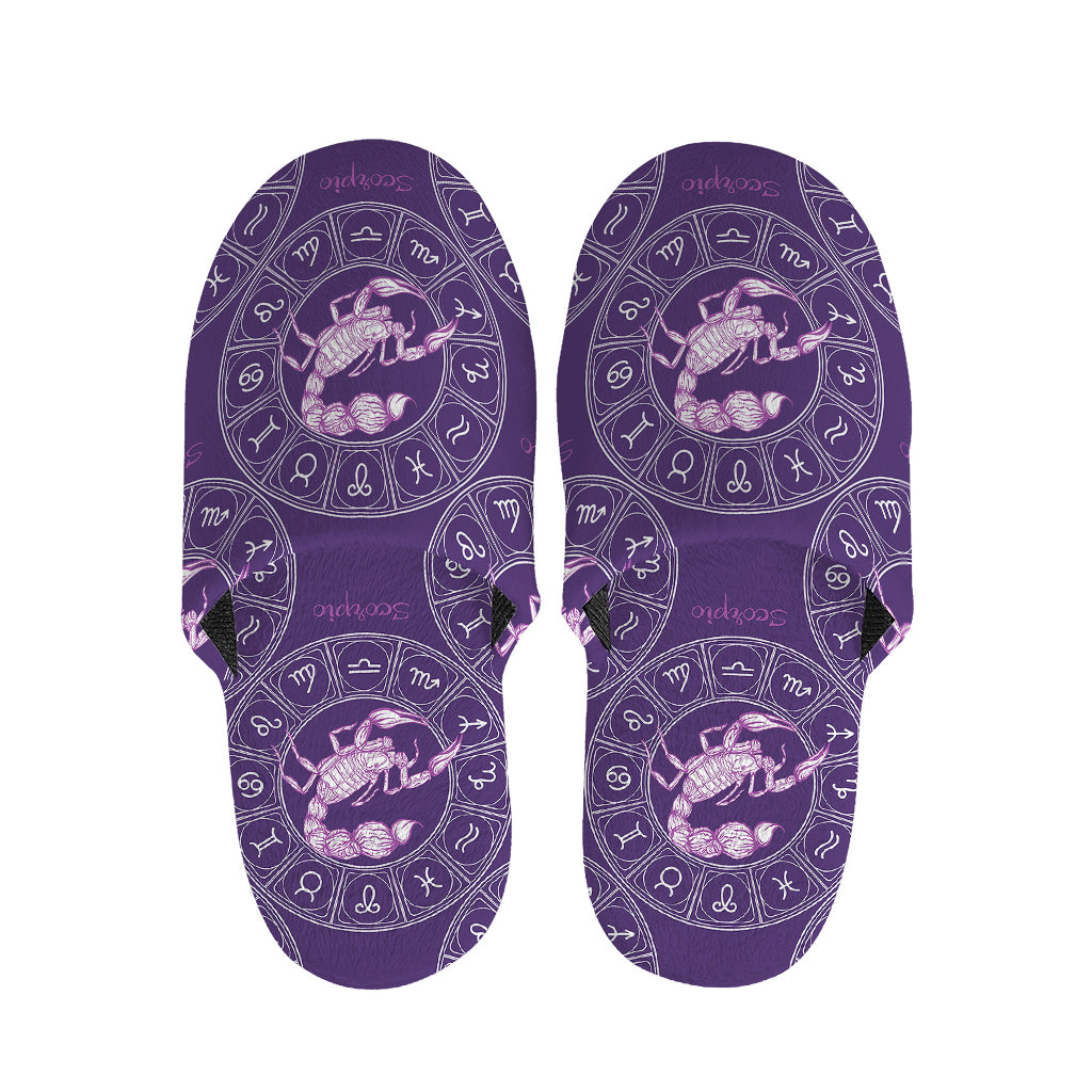Purple Scorpio Zodiac Pattern Print Slippers