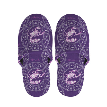 Purple Scorpio Zodiac Pattern Print Slippers