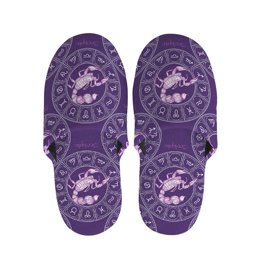 Purple Scorpio Zodiac Pattern Print Slippers