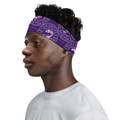 Purple Scorpio Zodiac Pattern Print Sports Headband