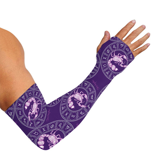 Purple Scorpio Zodiac Pattern Print Sun Protection Arm Sleeves