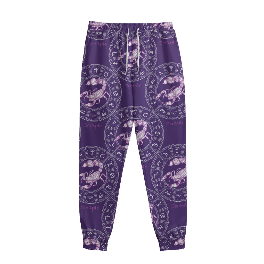 Purple Scorpio Zodiac Pattern Print Sweatpants