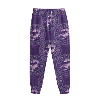 Purple Scorpio Zodiac Pattern Print Sweatpants