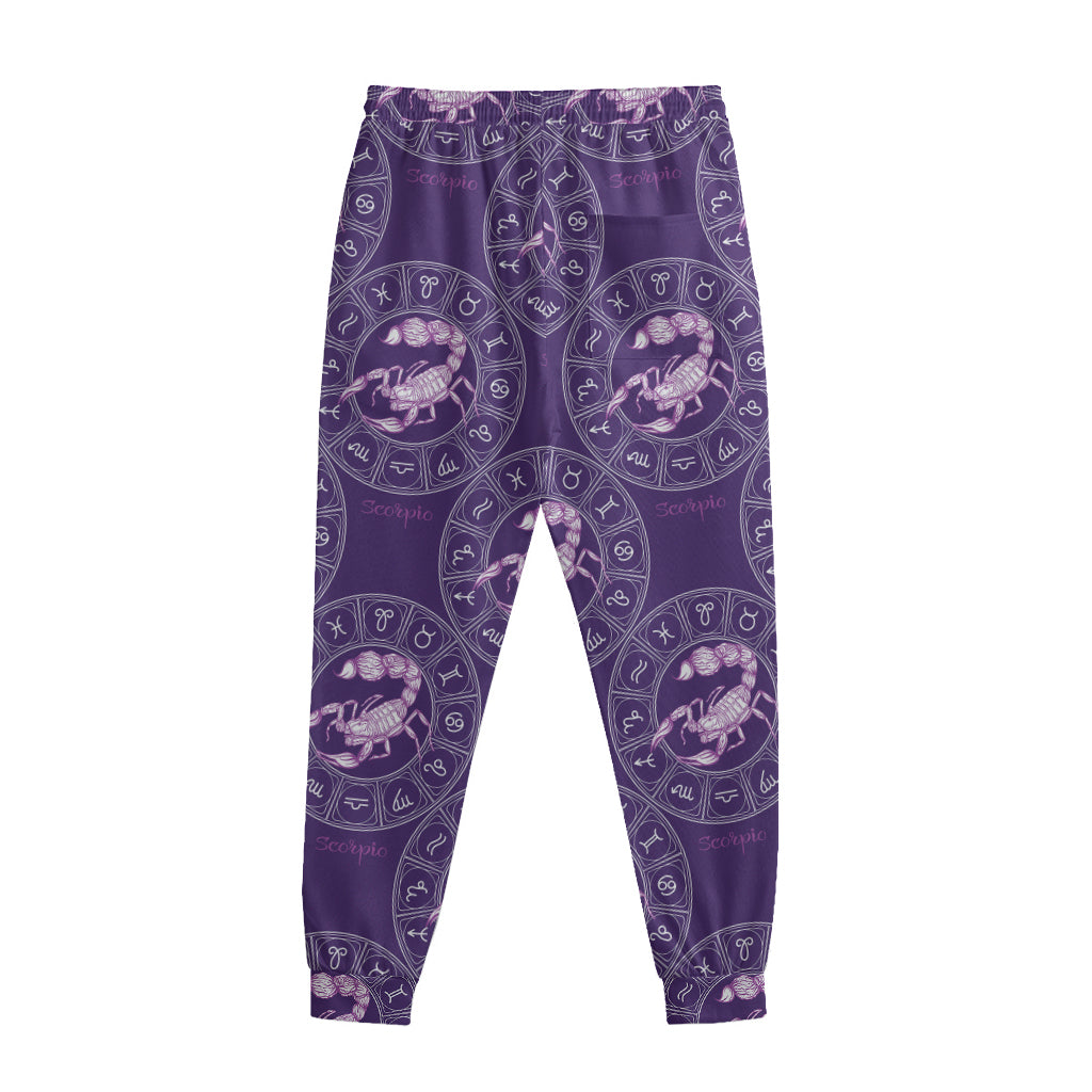 Purple Scorpio Zodiac Pattern Print Sweatpants