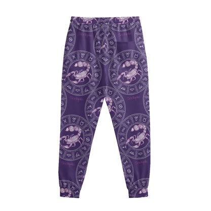 Purple Scorpio Zodiac Pattern Print Sweatpants