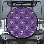 Purple Scorpio Zodiac Pattern Print Tire Cover