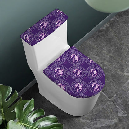 Purple Scorpio Zodiac Pattern Print Toilet Lid And Tank Cover Set