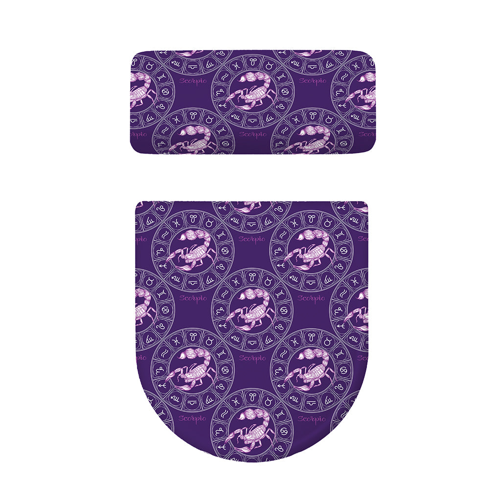 Purple Scorpio Zodiac Pattern Print Toilet Lid And Tank Cover Set