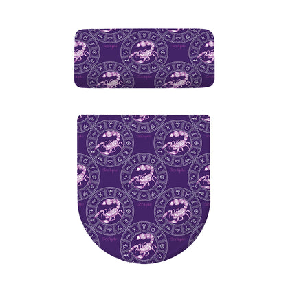 Purple Scorpio Zodiac Pattern Print Toilet Lid And Tank Cover Set