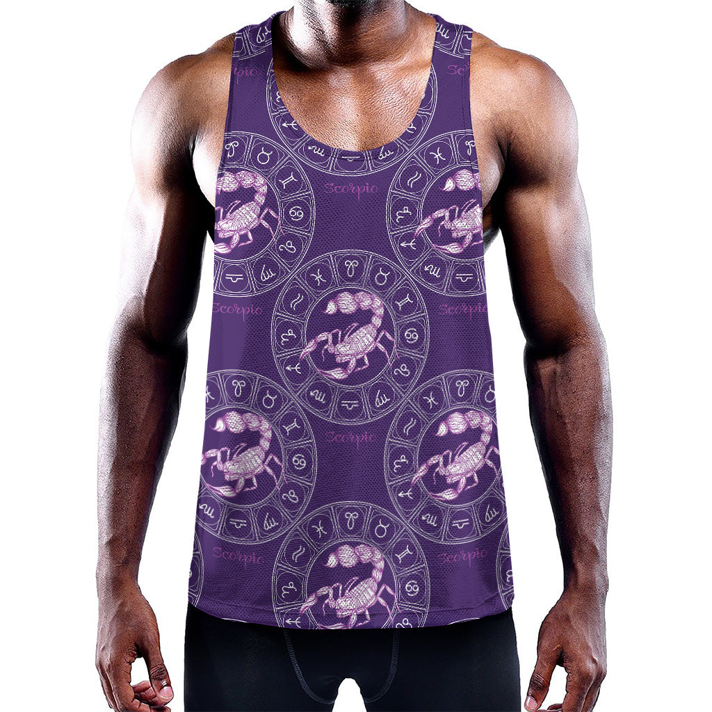 Purple Scorpio Zodiac Pattern Print Training Tank Top