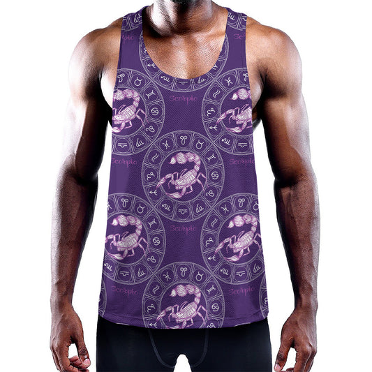 Purple Scorpio Zodiac Pattern Print Training Tank Top
