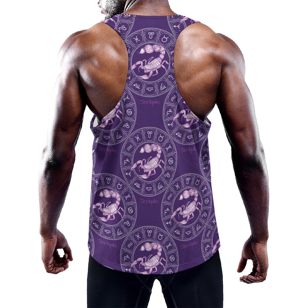 Purple Scorpio Zodiac Pattern Print Training Tank Top