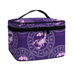 Purple Scorpio Zodiac Pattern Print Travel Makeup Bag