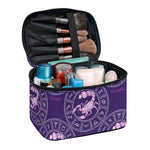 Purple Scorpio Zodiac Pattern Print Travel Makeup Bag