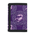 Purple Scorpio Zodiac Pattern Print Trifold Wallet
