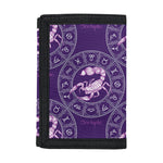 Purple Scorpio Zodiac Pattern Print Trifold Wallet