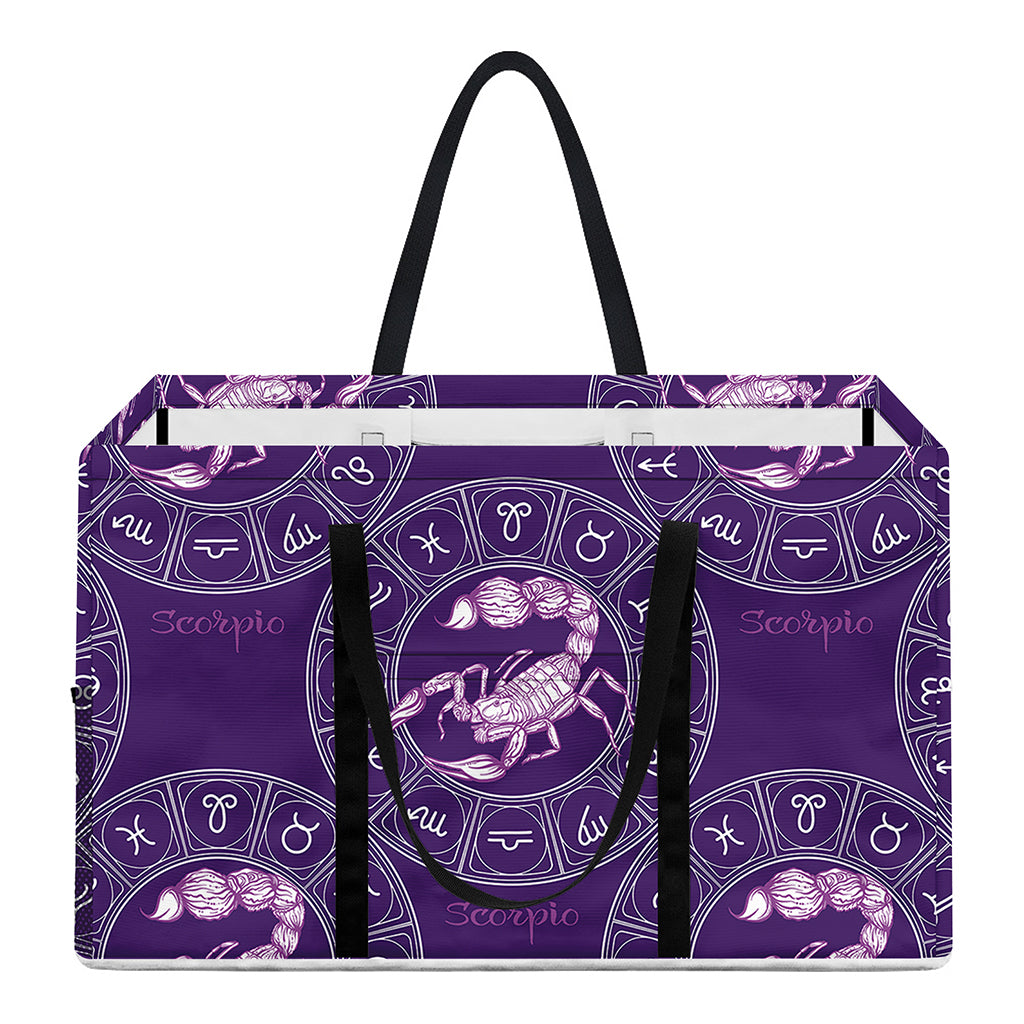 Purple Scorpio Zodiac Pattern Print Utility Tote Bag