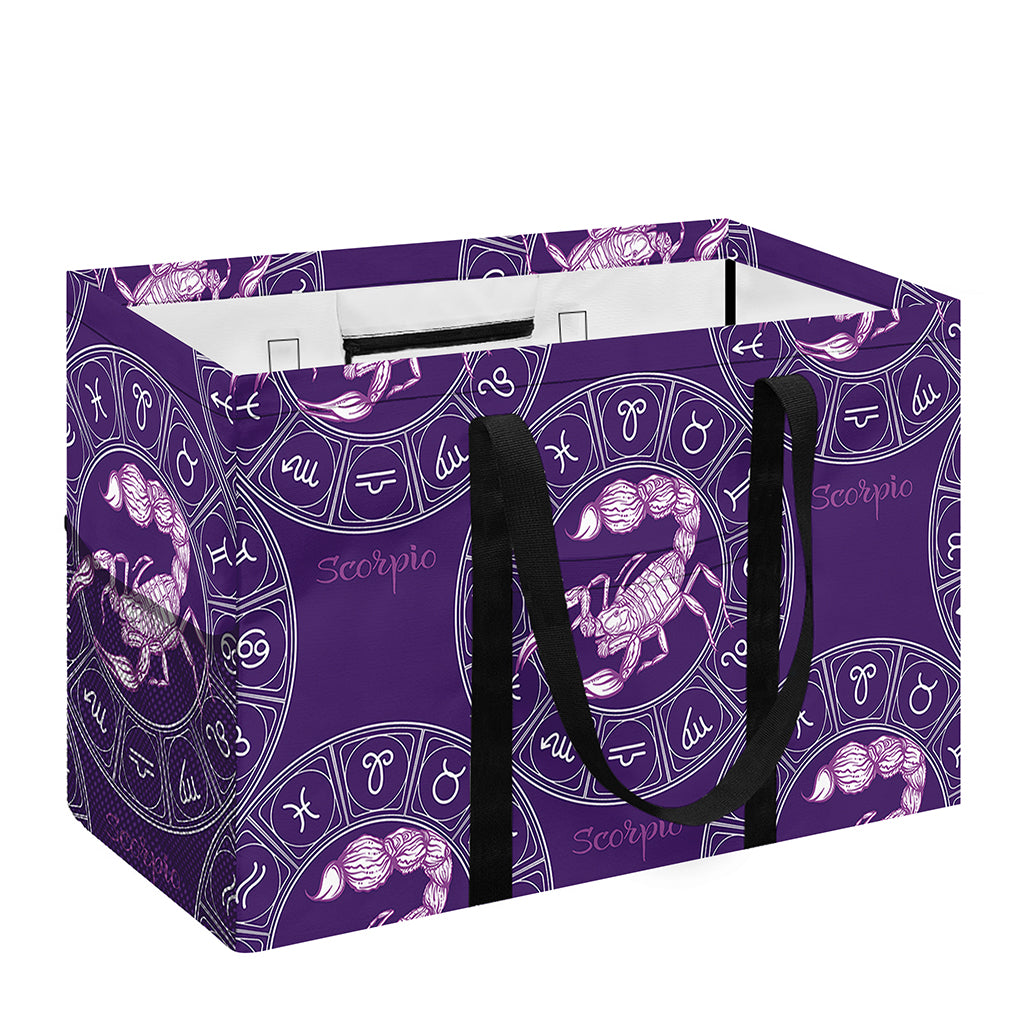 Purple Scorpio Zodiac Pattern Print Utility Tote Bag