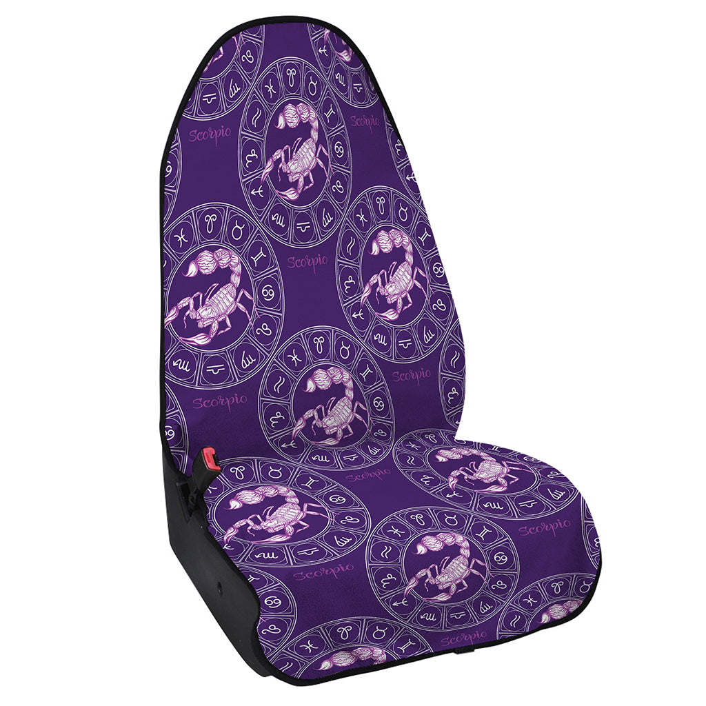 Purple Scorpio Zodiac Pattern Print Waterproof Car Seat Cover