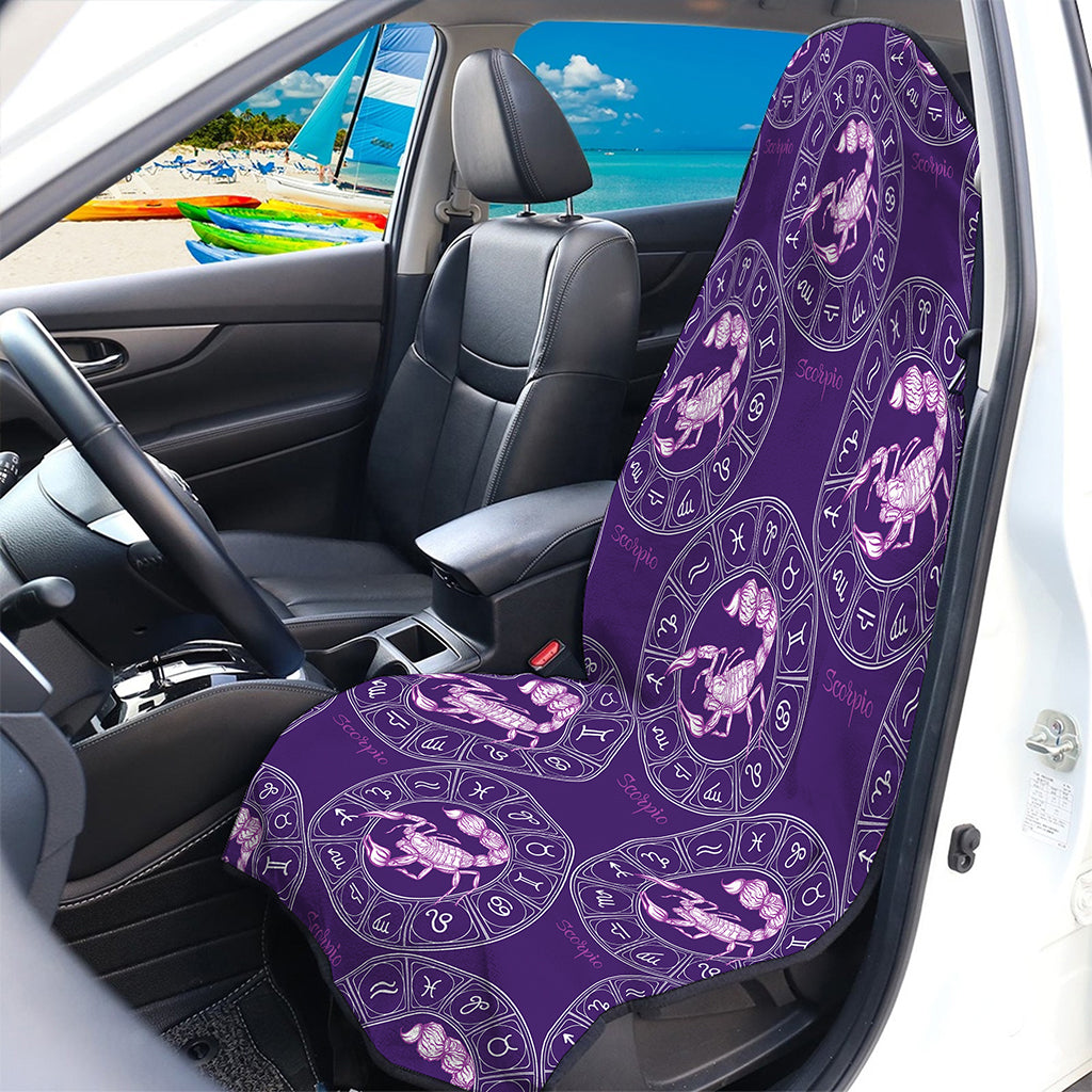 Purple Scorpio Zodiac Pattern Print Waterproof Car Seat Cover