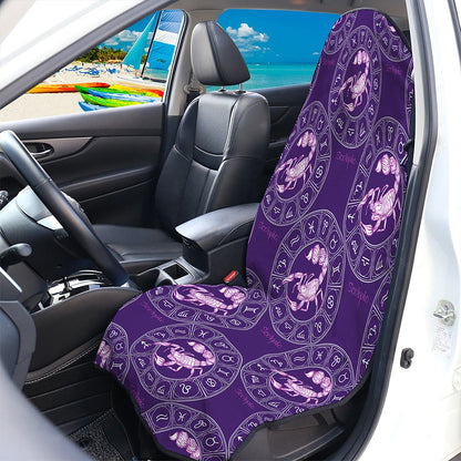 Purple Scorpio Zodiac Pattern Print Waterproof Car Seat Cover
