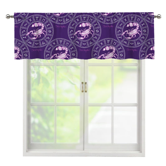 Purple Scorpio Zodiac Pattern Print Window Valance
