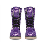 Purple Scorpio Zodiac Pattern Print Winter Boots