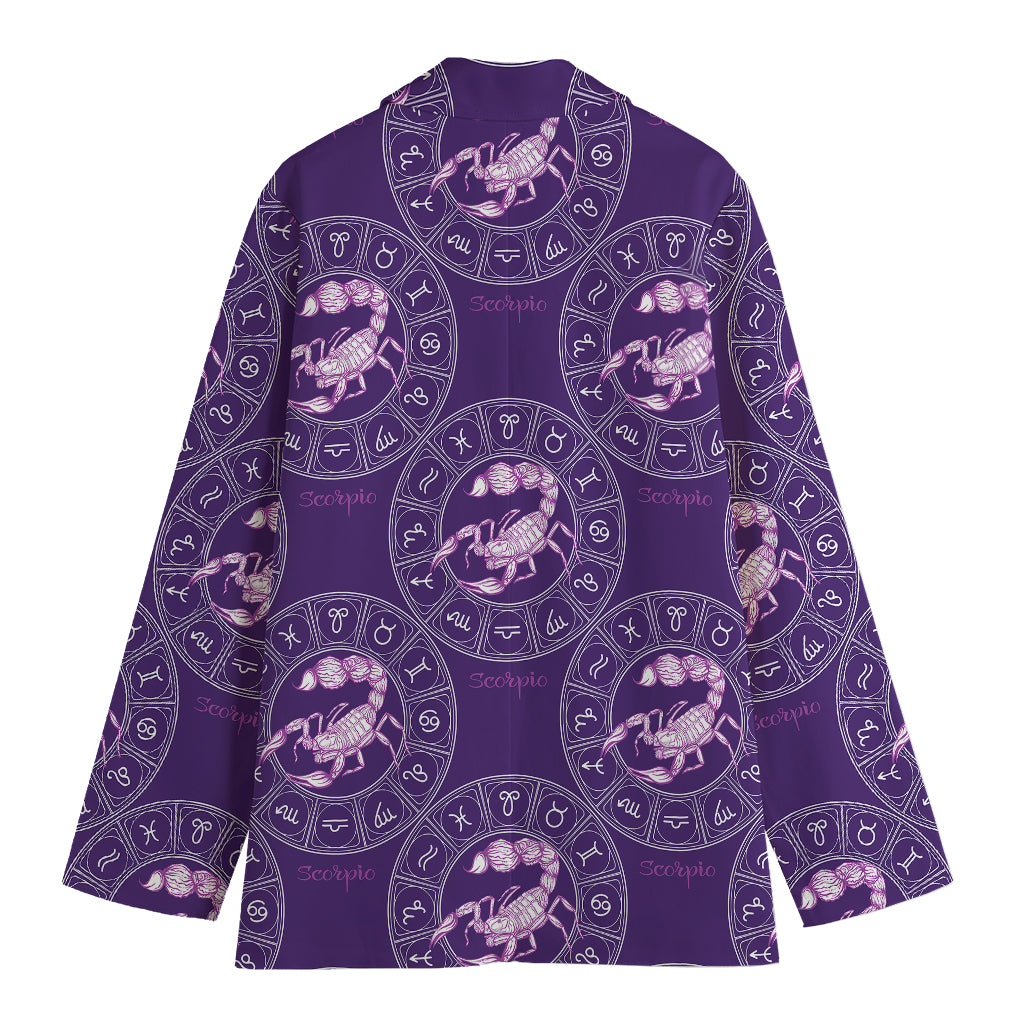 Purple Scorpio Zodiac Pattern Print Women's Blazer