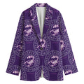 Purple Scorpio Zodiac Pattern Print Women's Cotton Blazer