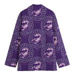 Purple Scorpio Zodiac Pattern Print Women's Cotton Blazer