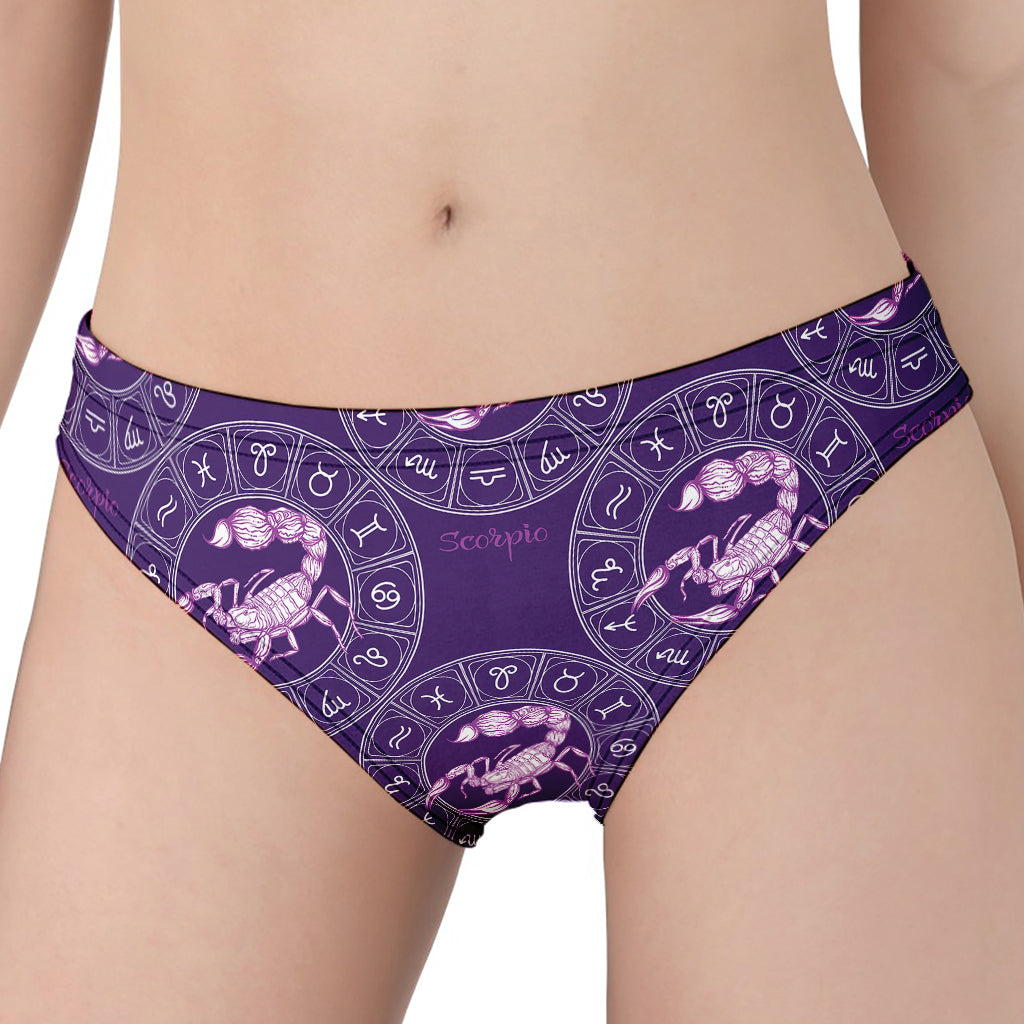 Purple Scorpio Zodiac Pattern Print Women's Panties