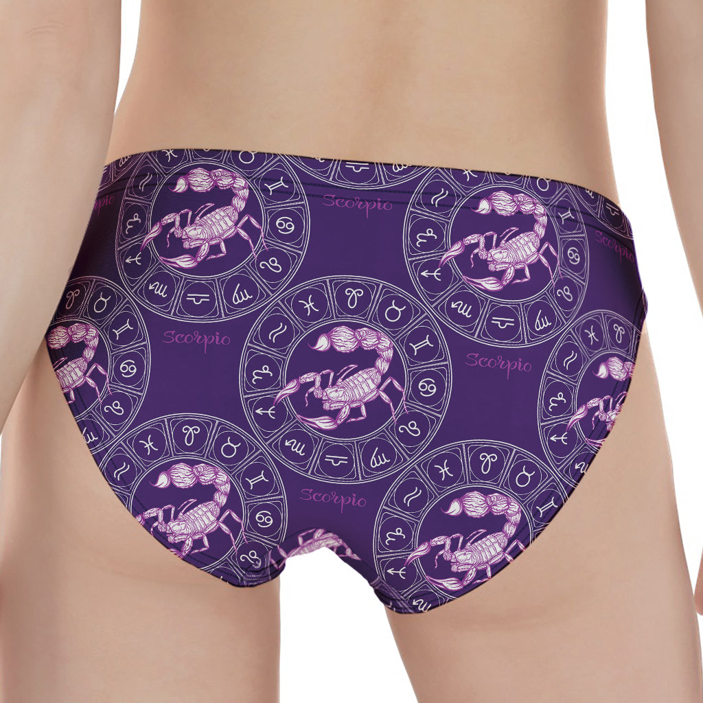 Purple Scorpio Zodiac Pattern Print Women's Panties