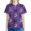 Purple Scorpio Zodiac Pattern Print Women's Polo Shirt
