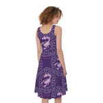Purple Scorpio Zodiac Pattern Print Women's Sleeveless Dress