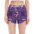 Purple Scorpio Zodiac Pattern Print Women's Split Running Shorts