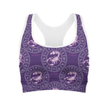 Purple Scorpio Zodiac Pattern Print Women's Sports Bra