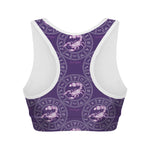 Purple Scorpio Zodiac Pattern Print Women's Sports Bra