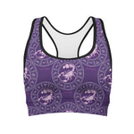 Purple Scorpio Zodiac Pattern Print Women's Sports Bra