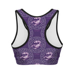 Purple Scorpio Zodiac Pattern Print Women's Sports Bra