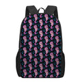 Purple Seahorse Pattern Print 17 Inch Backpack