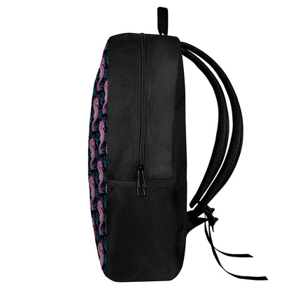 Purple Seahorse Pattern Print 17 Inch Backpack