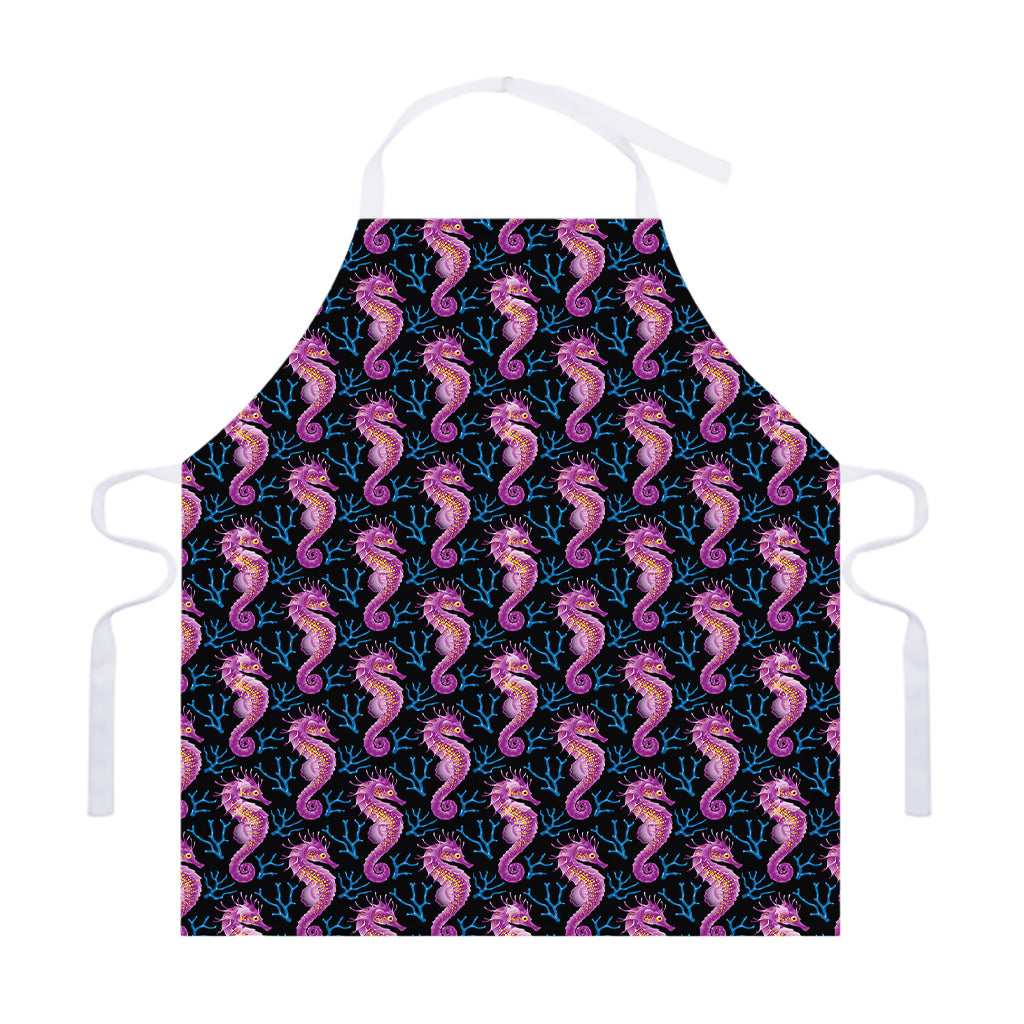 Purple Seahorse Pattern Print Adjustable Apron