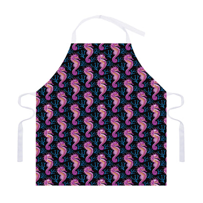Purple Seahorse Pattern Print Adjustable Apron