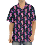 Purple Seahorse Pattern Print Aloha Shirt